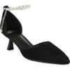 Rag & Co Bruna Faux Pearl Ankle Tie Lace Pump In Black