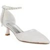Rag & Co Bruna Faux Pearl Ankle Tie Lace Pump In White/silver