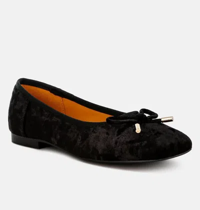 Rag & Co Buckrose Velvet Bow Ballerinas In Black