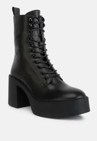 RAG & CO CARMAC HIGH ANKLE PLATFORM BOOTS IN BLACK