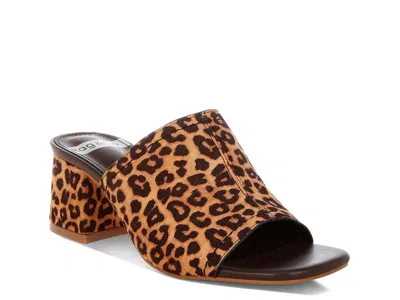 Rag & Co Carmila Sandal In Brown/black Leopard Print