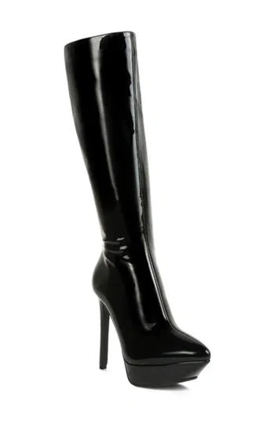 Rag & Co Chatton Platform Knee High Boot In Black