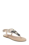 Rag & Co Women's Neutrals Chitra Pin Buckle Beaded Flat Sandals In Beige