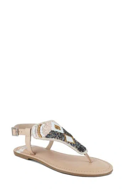 Rag & Co Women's Neutrals Chitra Pin Buckle Beaded Flat Sandals In Beige