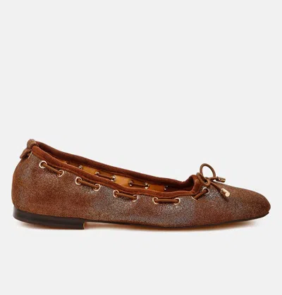 Rag & Co Darlow Drawstring Bow Ballerinas In Brown