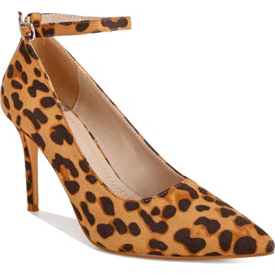 Rag & Co Dittany Pointed Toe Ankle Strap Pump In Leopard