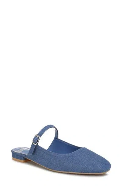 Rag & Co Dublish Snake Embossed Faux Leather Mule In Blue Denim