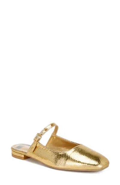 Rag & Co Dublish Snake Embossed Faux Leather Mule In Gold Snake