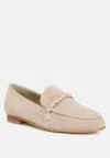 Rag & Co Echo Suede Leather Braided Detail Loafers In Sand In Multi