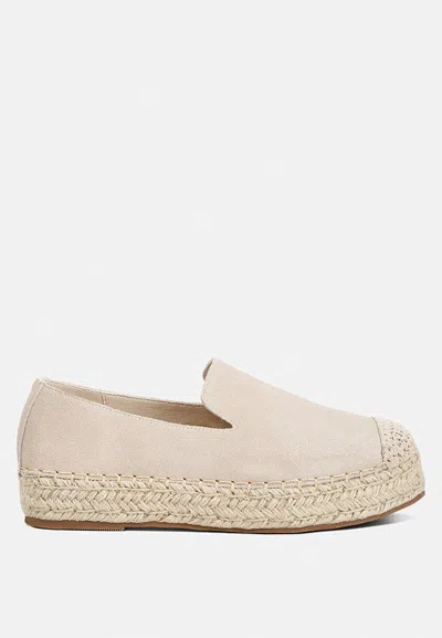 Rag & Co Ellerie Suede Flatform Heel Espadrilles In Beige