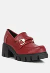 Rag & Co Evangeline Womens Chunky Platform Loafers In Red