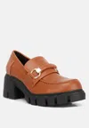 Rag & Co Women's Brown Evangeline Chunky Platform Loafers In Tan In Brown