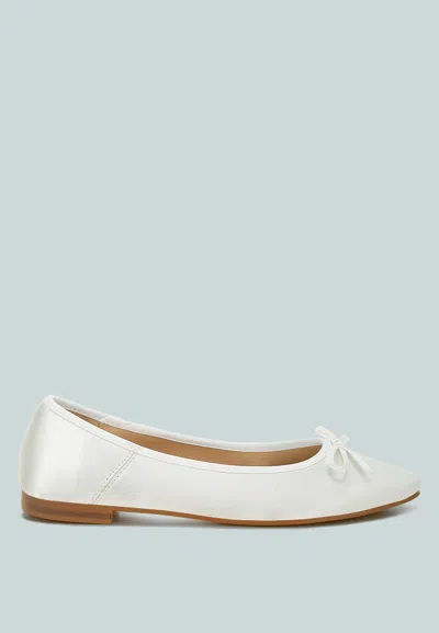 Rag & Co Fearless Satin Bow Embellished Ballerinas In White