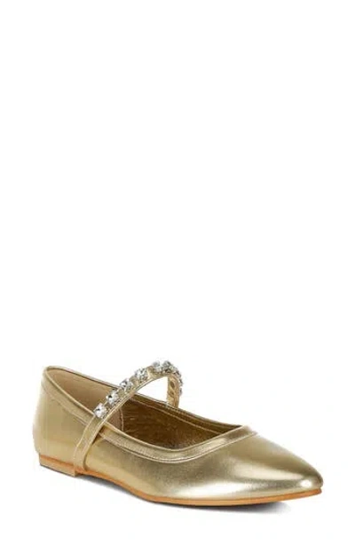 Rag & Co Gloxinia Water Repellent Pointed Toe Flat In Gold