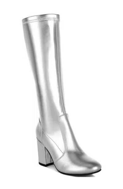 Rag & Co Halara Water Repellent Knee High Boot In Silver