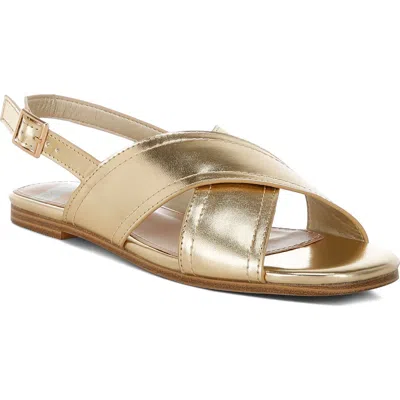 Rag & Co Women's Kanon Metallic Pleather Criss-cross Flats In Gold