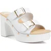 Rag & Co Kenna Double Buckle Strap Platform Sandal In White