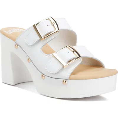 Rag & Co Kenna Double Buckle Strap Platform Sandal In White