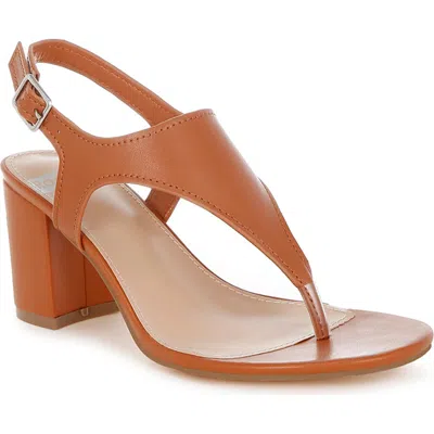 Rag & Co Women's Brown Ann Real Leather Thong Toe Sandals In Tan