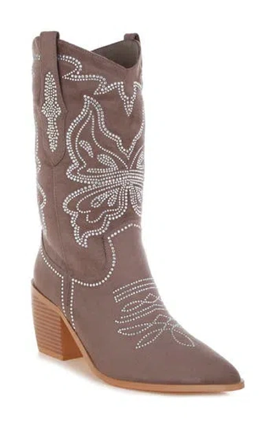 Rag & Co Latafa Rhinestone Western Boot In Brown