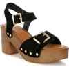 Rag & Co Women's Lhasa Real Suede Leather Clog Sandals In Black