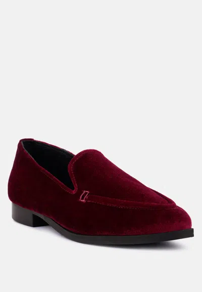 Rag & Co Luxe-lap Burgundy Velvet Handcrafted Loafers