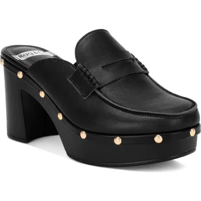 Rag & Co Lycra Stud Platform Mule In Black
