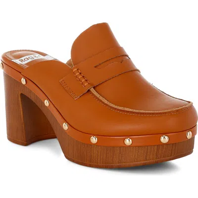 Rag & Co Lycra Stud Platform Mule In Brown