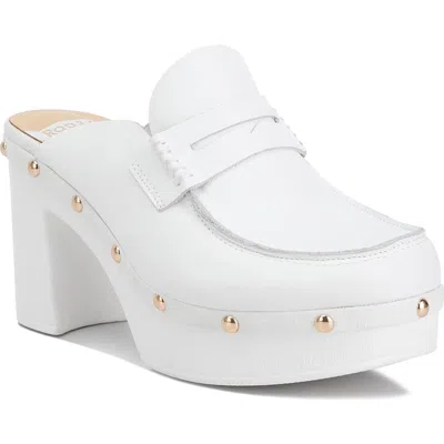 Rag & Co Lycra Stud Platform Mule In White