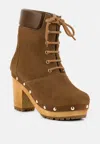 Rag & Co Maaya Tan Handcrafted Collared Suede Boot In Brown