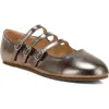 Rag & Co Macarina Triple Strap Mary Jane Flat In Pewter