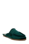 Rag & Co Malta Faux Fur Trim Velvet Mule In Bottle Green