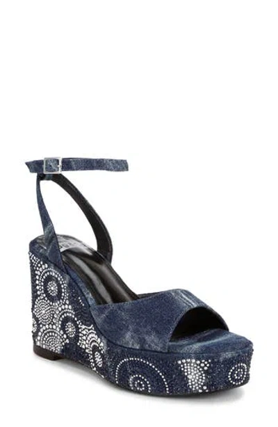 Rag & Co Mandala Wedge Sandal In Blue