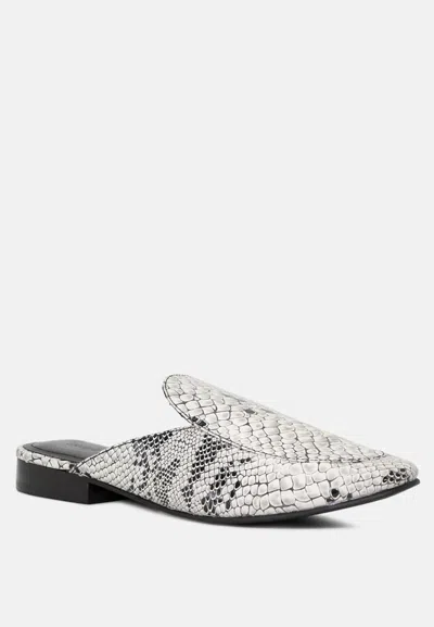 Rag & Co Marla Black Metallic Leather Mules In Grey