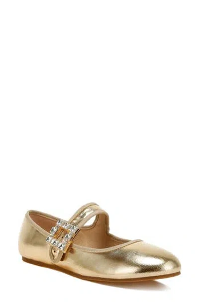 Rag & Co Mary Jane Vamp Strap In Gold
