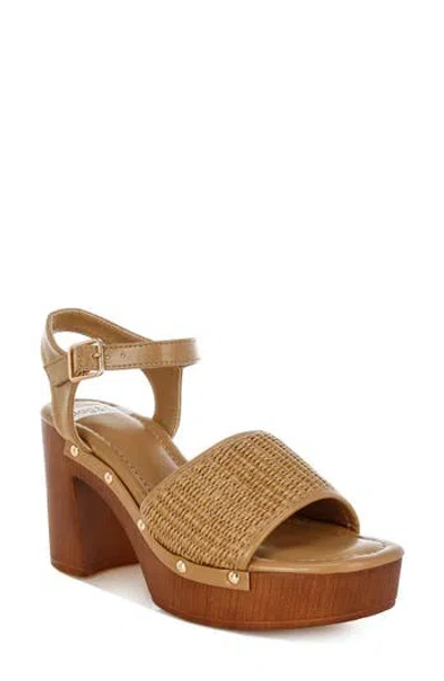 Rag & Co Women's Brown Mazaro Raffia Chunky Sandals In Natural