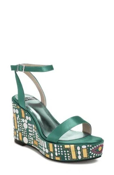Rag & Co Metropolis Wedge Sandal In Green