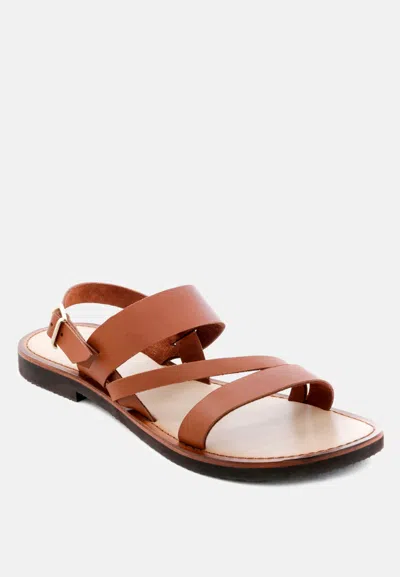 Rag & Co Mona Tan Flat Summer Sandals In Brown