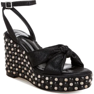 Rag & Co Moondot Wedge Sandal In Black