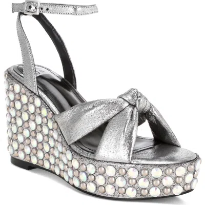 Rag & Co Moondot Wedge Sandal In Silver