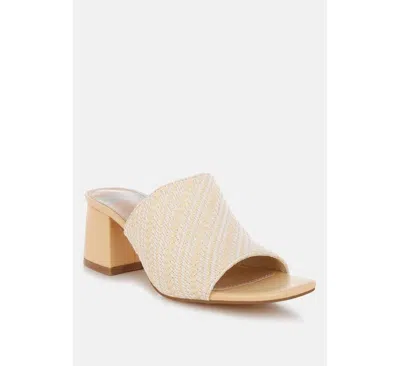 RAG & CO RAG & CO MORGANA SANDALS WOMEN'S BEIGE BLOCK HEEL SLIP ON SLIDE GAL1980