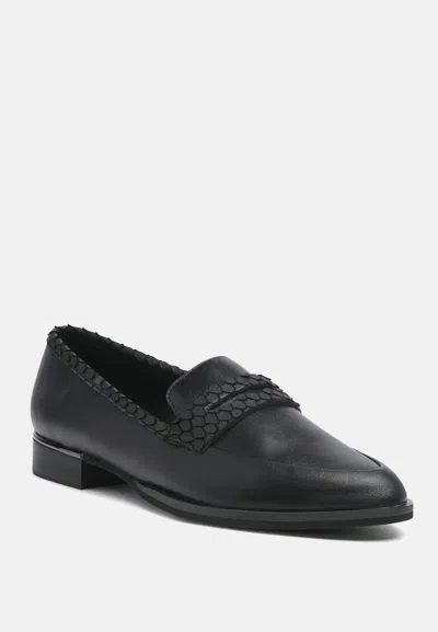 Rag & Co Nadia Black Leather Penny Loafers