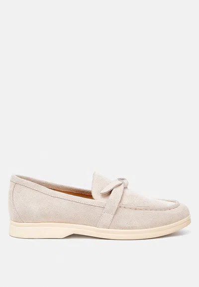 Rag & Co Nautica Suede Knot Detailed Loafers In Beige