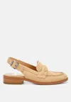 Rag & Co Women's Brown Nemykin Woven Strap Slingback Loafers In Beige
