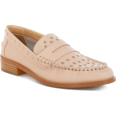 Rag & Co Oglavia Stud Penny Loafer In Beige