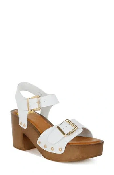 Rag & Co Women's Ompasa Genuine Leather Clog Sandals In White