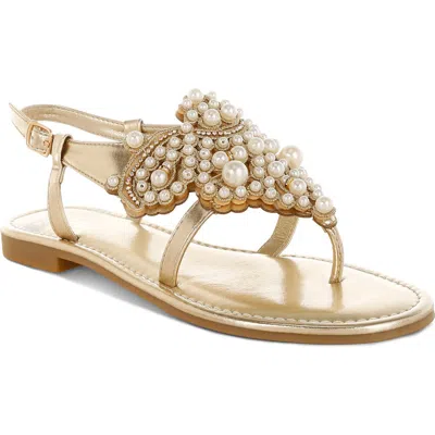 Rag & Co Women's Opazie Metallic Pearl Embellished Flats In Gold