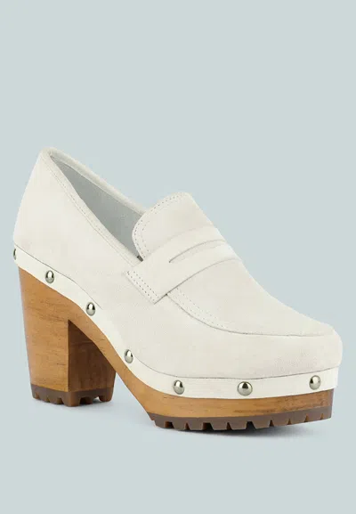 RAG & CO OSAGE WHITE CLOGS LOAFERS IN FINE SUEDE
