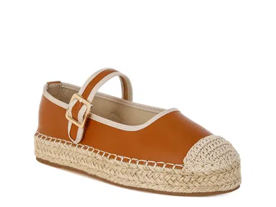 Rag & Co Ostac Mary Jane Espadrille Flat In Tan