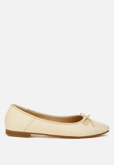 Rag & Co Paper Rings Raffia Ballet Flats In Beige